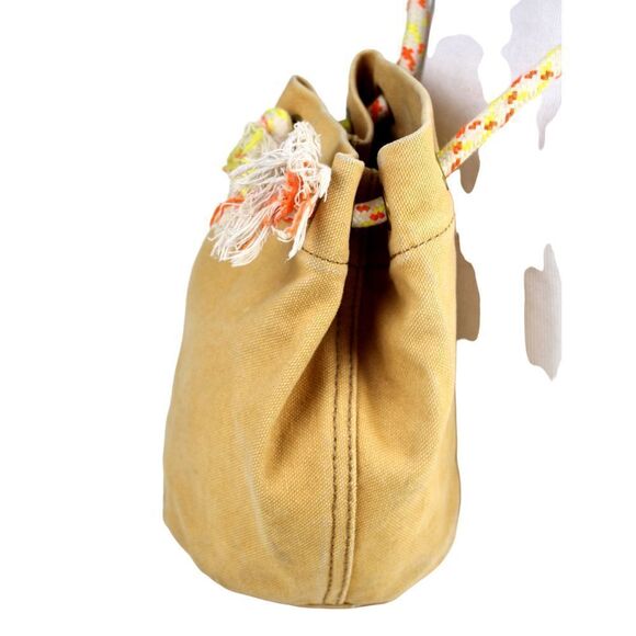 Madewell TAN BROWN COTTON DRAWSTRING CROSSBODY SHOULDER BAG HANDBAG PURSE - Picture 4 of 15